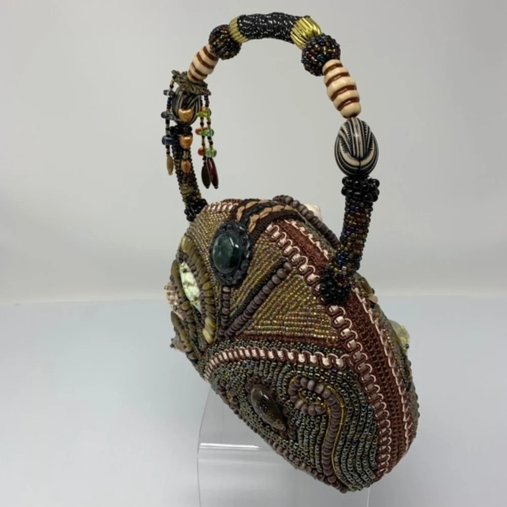 Beaded Boho Bag Evening Handbag Seashells Stones